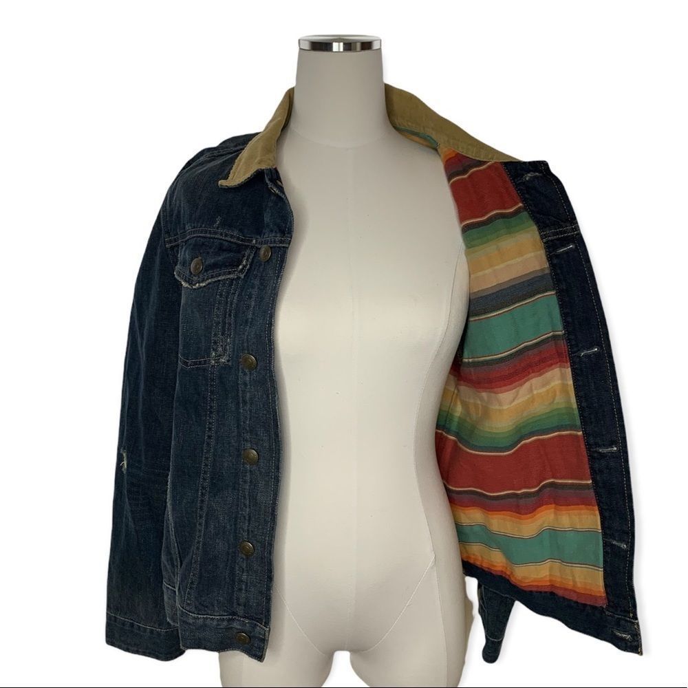 Polo Ralph Lauren Denim Jean Jacket with Corduroy Collar Size XL Youth/ Women S